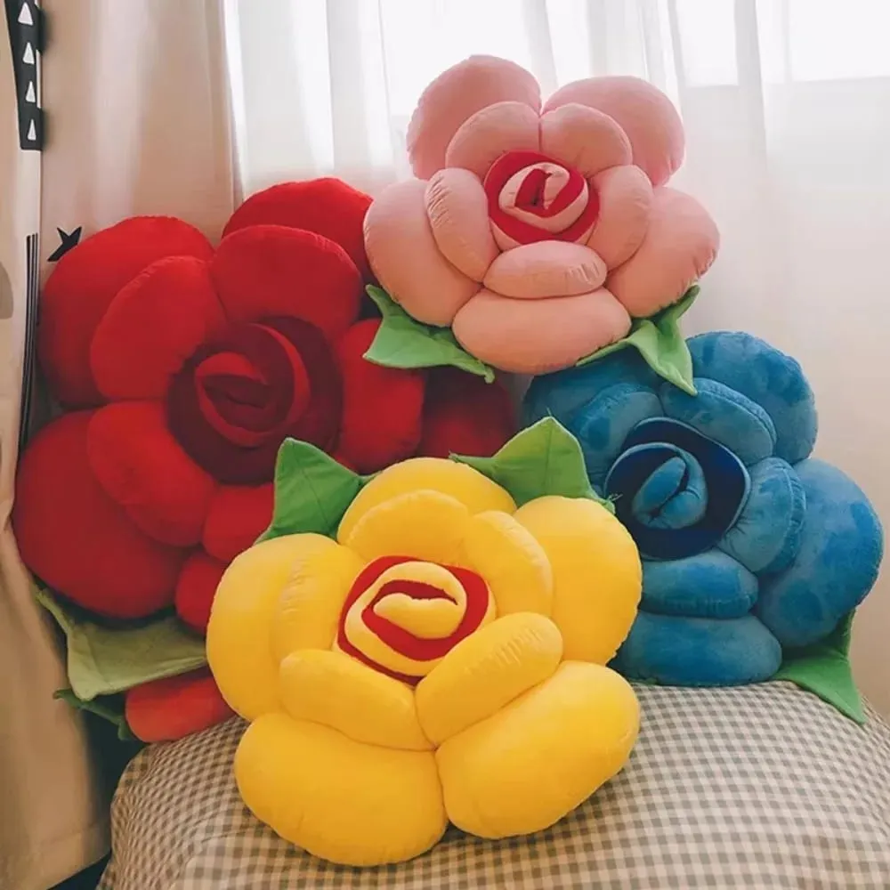 Nuovo grande cuscino a forma di rosa simulato peluche divano cuscino floreale cuscino colorato per interni auto decorazioni per la casa — image 2