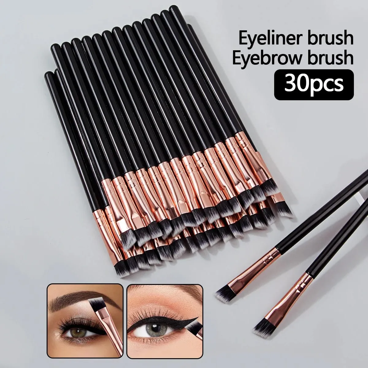 6/10/20/30PCS Berus Celak Ultra Nipis dan Sangat Halus Berus Kening Bersudut Berus Perincian Kelopak Mata Alat Solekan Mata Mudah Alih — image 1