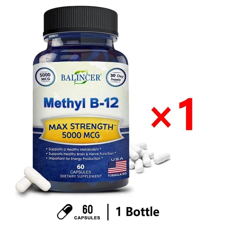 Vitamin B12 - 5000 MCG Supplement -Benefits Brain & Heart Function Supports Memory Learning Helps Boost Natural Energy