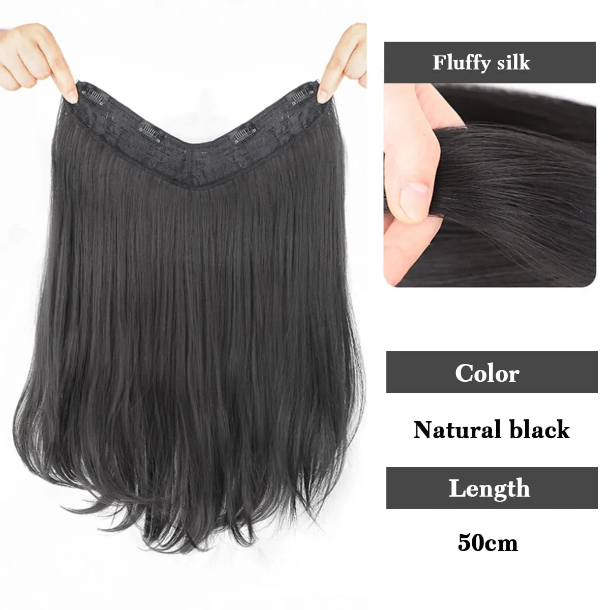 Synthetic V-shaped hair extensions wigs clips that naturally connect to women's hair heat-resistant wigs used for daily wear — image 13