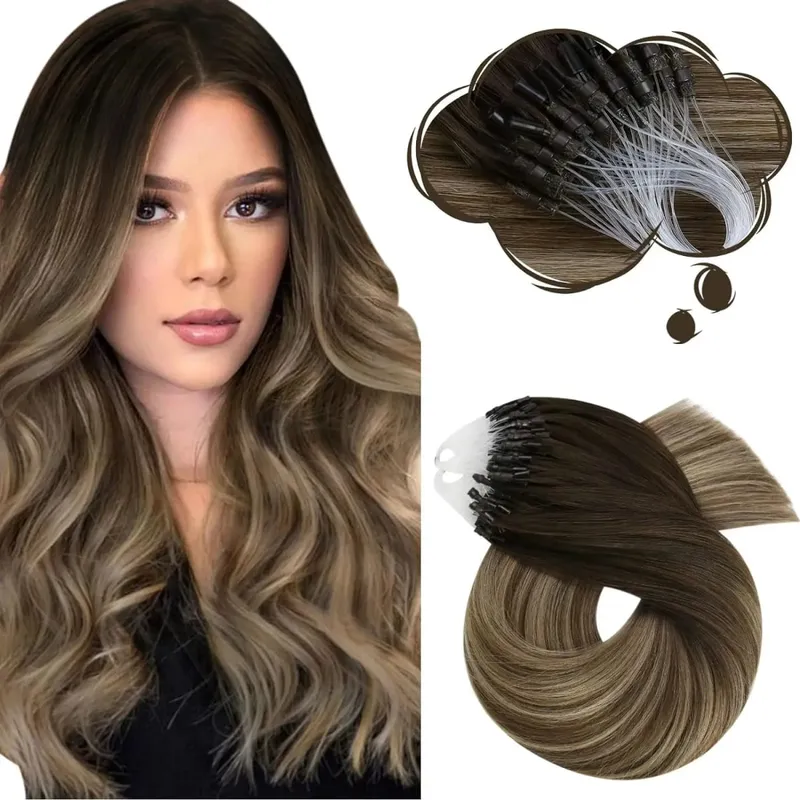 Moresoo Micro Link-Haarverlängerungen, Echthaar, Mikro-Loop-Haar, Kaltfusion, 50 g, unsichtbares brasilianisches vorgebundenes Remy-Mikroring-Haar — image 11