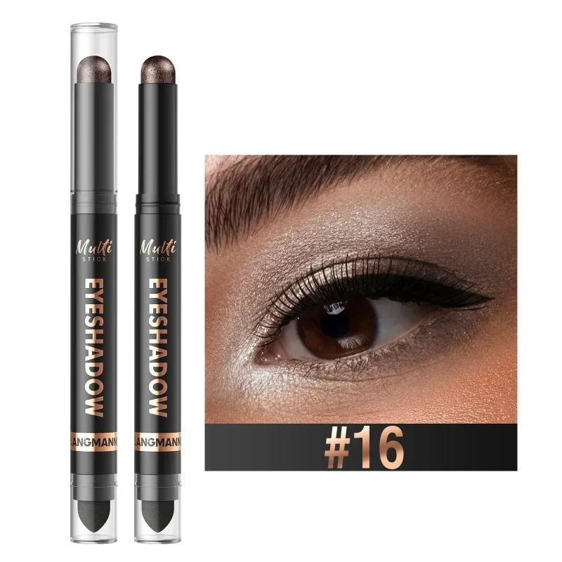 Bâton de fard à paupières Double tête, 16 couleurs, nacré, chatoyant, marron, crème hautement imperméable, crayon d'ombre à paupières, maquillage longue durée pour les yeux — image 9