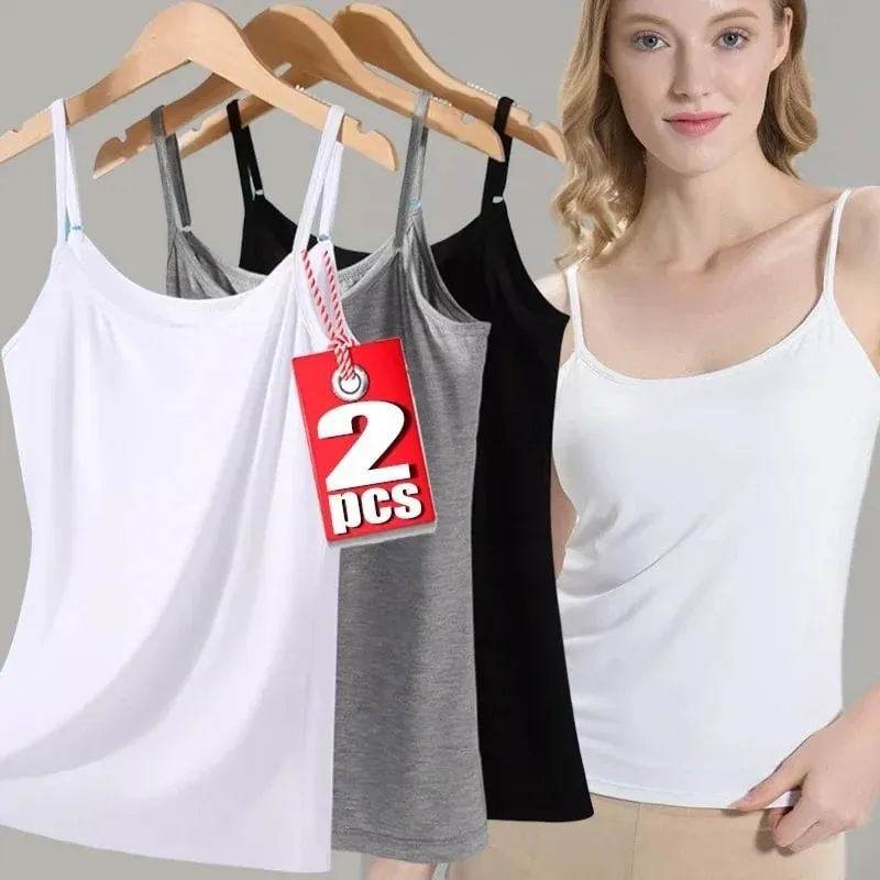 Basic Camisoles ผู้หญิง Crop Tops เสื้อแขนกุด Bralette Tops สีทึบผอมเสื้อกั๊กหญิงกระชับสัดส่วนถัง Bra ชุดชั้นใน — image 2