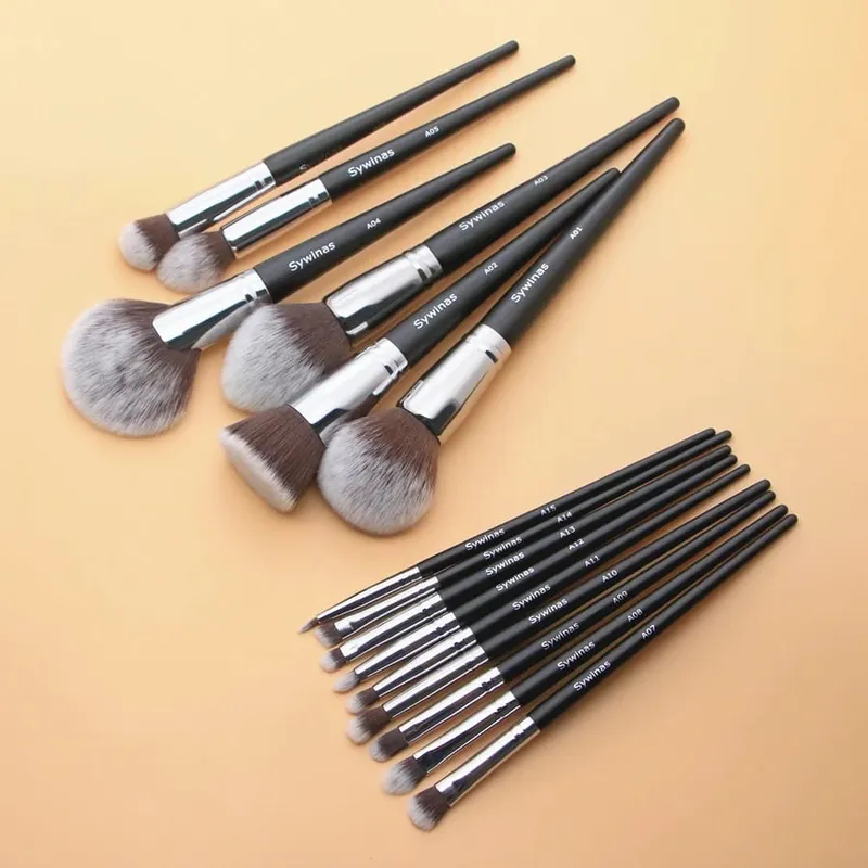 Sywinas Make-up-Pinsel-Set, 15-teilig, hochwertiges schwarzes, natürliches Kunsthaar, professionelle Make-up-Pinsel-Werkzeuge — image 1