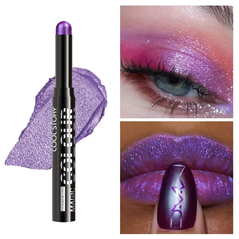 2 en 1 fard à paupières rouge à lèvres bâton crayon imperméable paillettes éclaircir mat ombre à paupières maquillage Pigment fard à paupières stylo — image 8