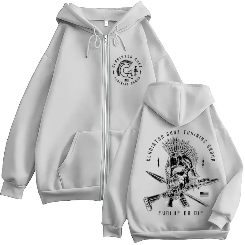 Til Valhalla Warrior Spirit Battleborn Military Grunt Skeleton Zipper Hoodies Men Clothing Long Sleeve Zip Up Hooded Sweatshirts — image 7