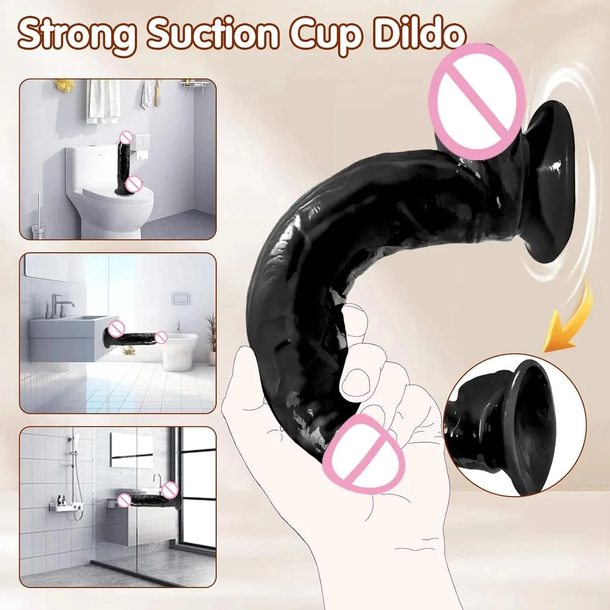 Dildo besar realistik zakar palsu yang besar dengan cawan sedutan batang tiruan fleksibel faraj wanita melancap dubur untuk mainan seks lesbain — image 4