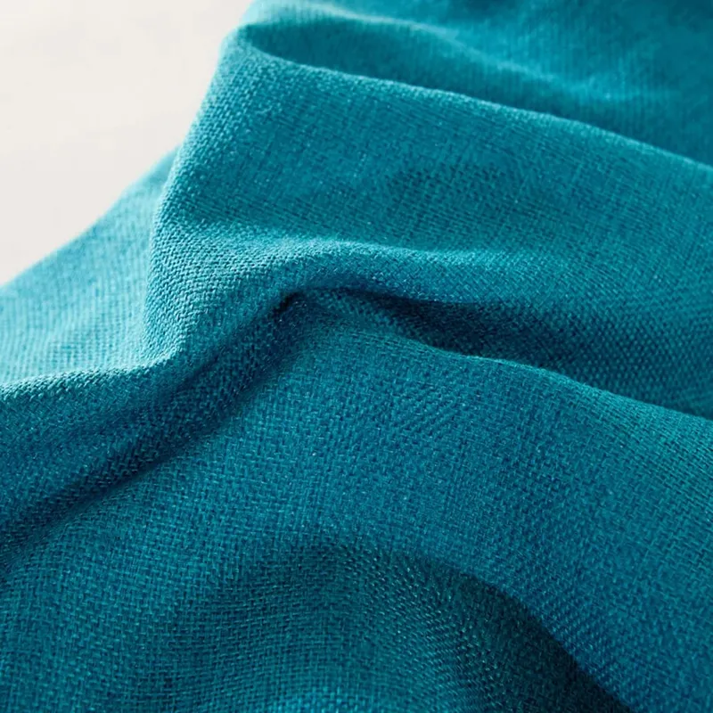Coussin en tissu en forme de cylindre en lin, coussin de taille longue, doux et confortable, traversin bleu paon, pour la maison et le bureau, 1 pièce — image 4