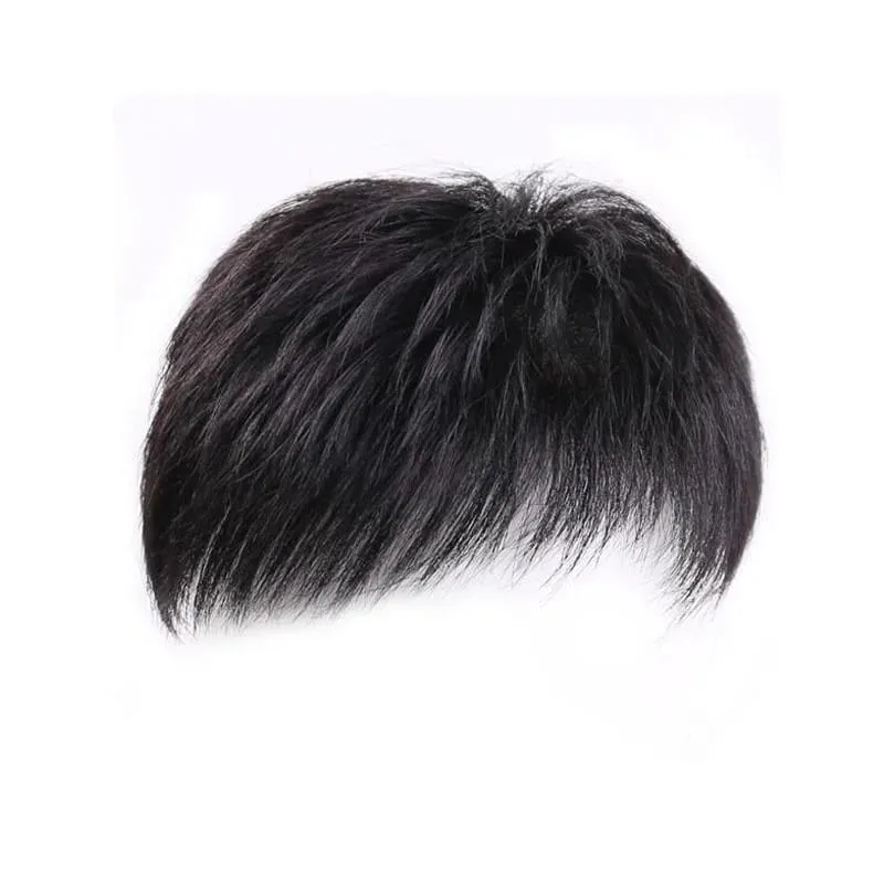 Parrucca maschile con clip per capelli corti, blocchi di ricambio superiori per la testa che coprono efficacemente con i capelli sintetici sostitutivi dei capelli circostanti — image 7