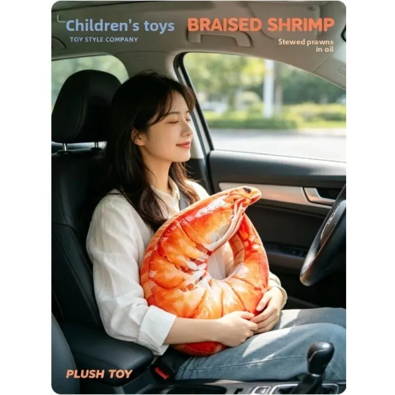 ตลกกุ้งคอหมอน Soft Plush U-รูปหมอนท่องเที่ยว 3D จำลองคอเบาะสำหรับรถยนต์เครื่องบินสำนักงาน Nap — image 3