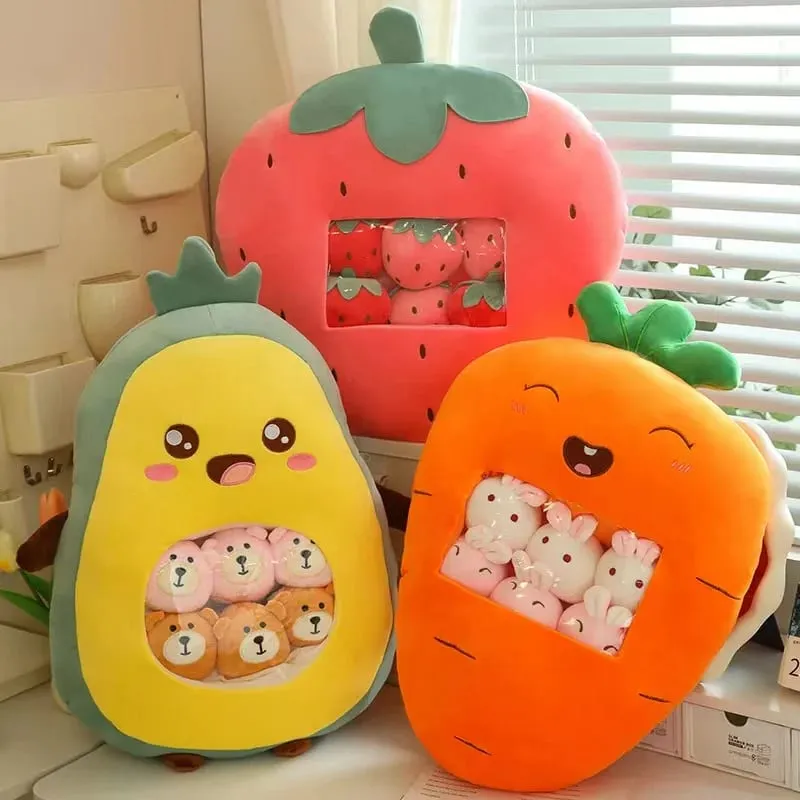 Enam Mainan Kecil Di Dalam Bantal Mewah Buah Kartun Comel Kusyen Sofa Sumbat Lembut Homdecor Bantal Sandaran Hadiah Kanak-kanak — image 2