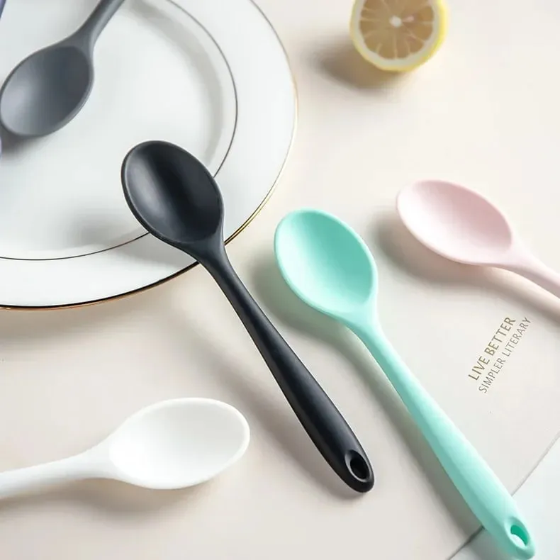3pcs ช้อนซิลิโคนผสมช้อนซุปครัวผสม Ladle ทำอาหารเครื่องครัวเครื่องมือสำหรับกวนและเสิร์ฟ — image 8