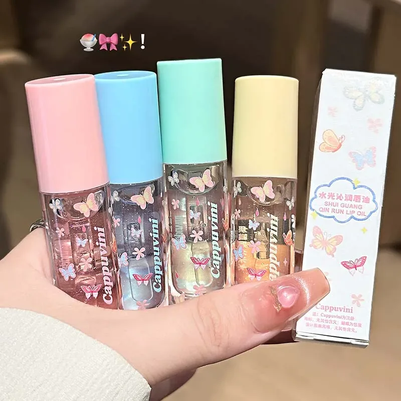 Pelembap Air Lip Gloss Ringan Berkilau Transparan Jeli Cermin Lip Glasir Jernih Hidrasi Menepuk-nepuk Lip Gloss Riasan — image 7