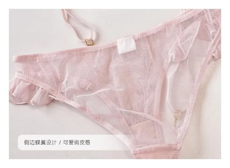 Ensemble de Lingerie Corset en arête de poisson rose avec coussinet de poitrine, soutien-gorge à Double bretelles fixes pour femmes, costume avec sous-vêtements — image 5