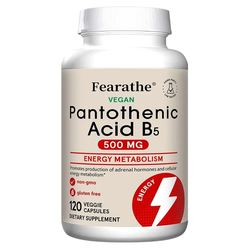 Pantothenic Acid B5 500 Mg Dietary Supplement Regulates Cellular Balance Maintains Energy Levels Supports Metabolism