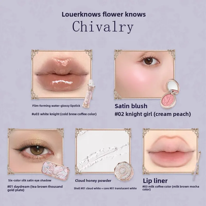ดอกไม้รู้อัศวินยูนิคอร์น 10 ชิ้นแต่งหน้าชุดอายแชโดว์ Blush ลิปสติก Loose Powder Lip Liner กระจกของขวัญกล่อง — image 11