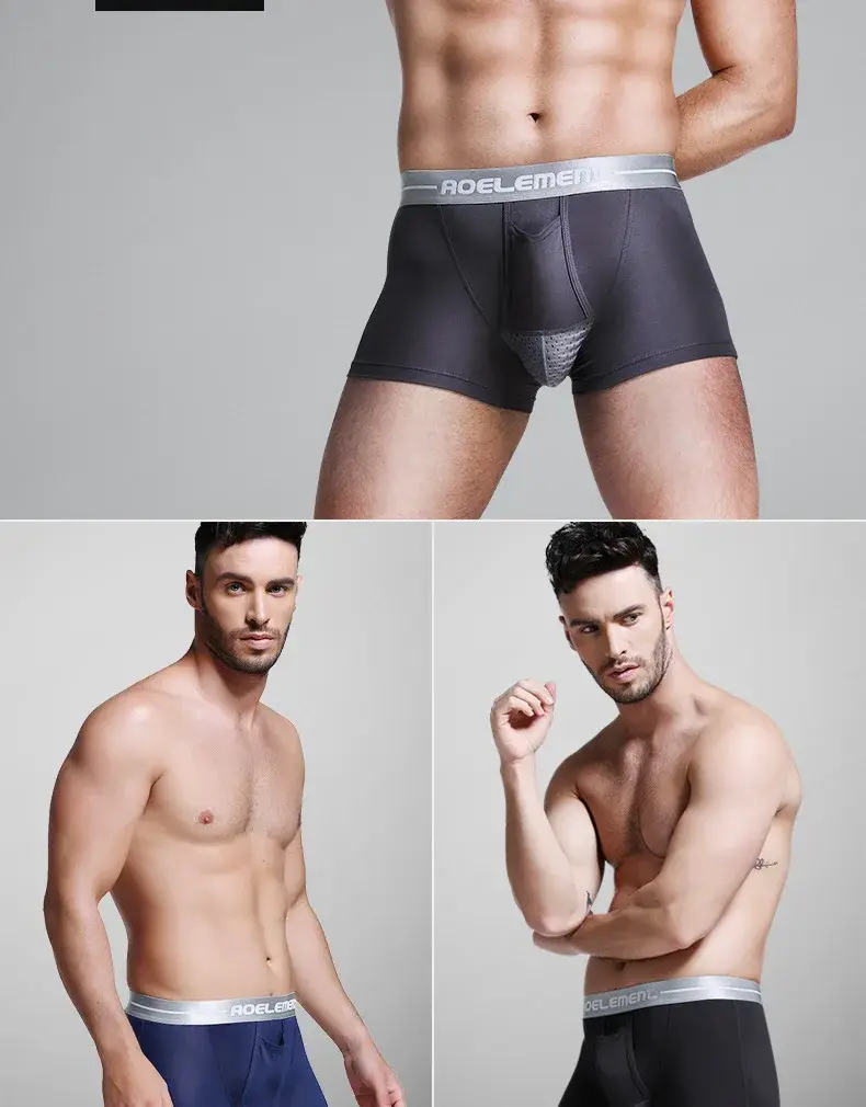 L-5XL Uomini di Grandi Dimensioni Varicocele Biancheria Intima Scrotale Testicolo Supporto Dual Pouch Boxer Cavo Spermatico Proiettile Separazione Mutande — image 3