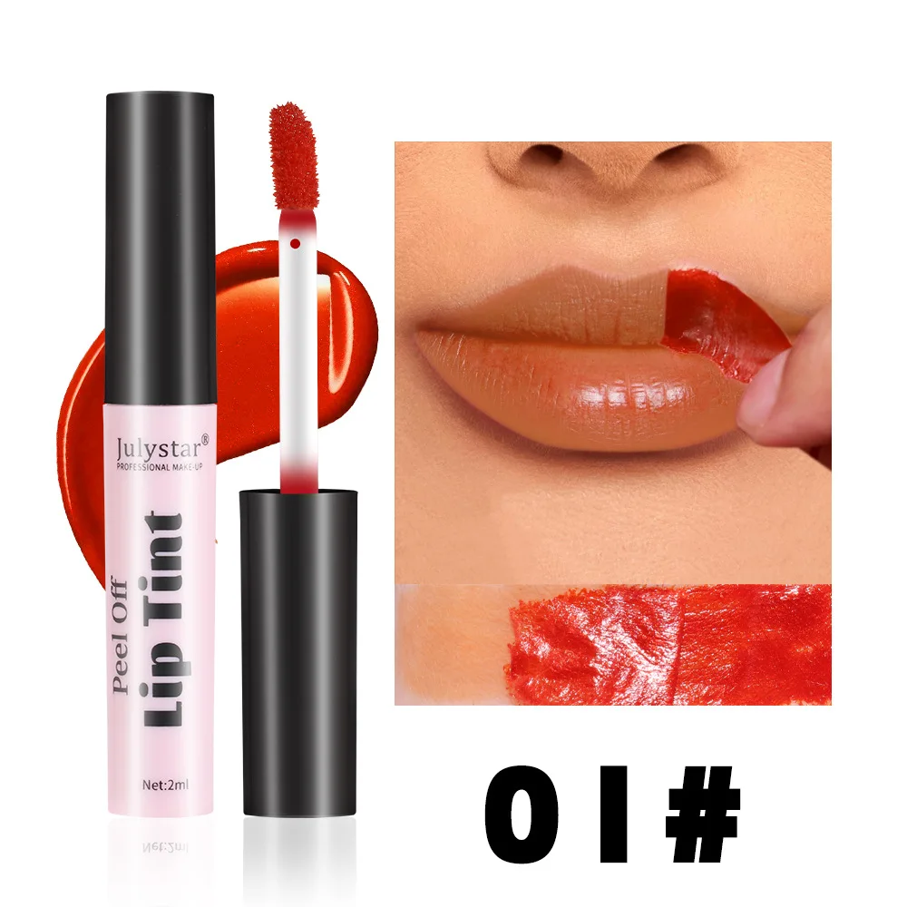 Julystar Peel Off Liquid ลิปสติก 6 สีกันน้ำ Lasting Matte Pink Lip Gloss Moisturizer Tear-off Lip Stain เครื่องสำอางค์แต่งหน้า — image 11