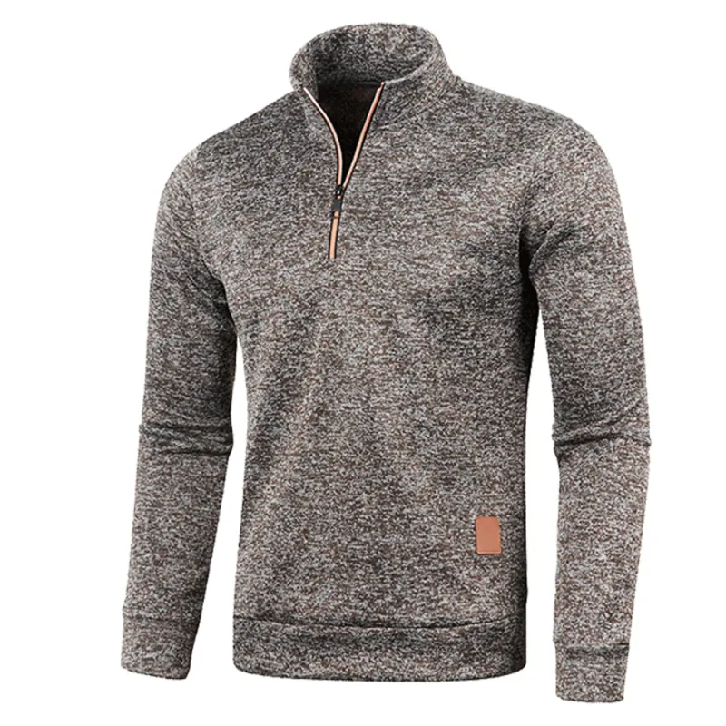 Felpe con mezza cerniera con colletto da uomo Primavera Autunno Pullover casual per sudore maschile Cappotti dolcevita da esterno Abbigliamento sportivo solido — image 4