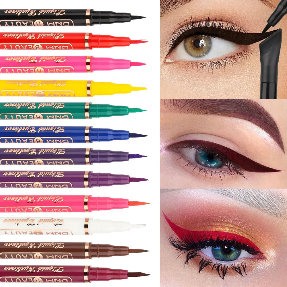 12 สีกันน้ำ Rainbow Matte สีสัน Liquid Eye Liner ดินสอสีขาวสีชมพูสีอายไลเนอร์ปากกาแต่งหน้าเครื่องสำอางติดทนนาน — image 2
