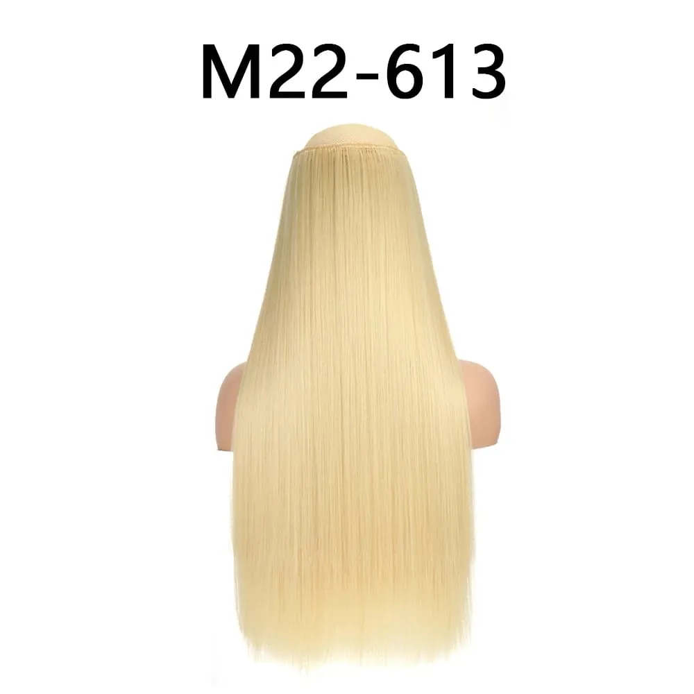 สังเคราะห์ 24 นิ้ว One Piece 5 คลิปยาวตรงทรงผมทนความร้อนปลอม Hairpiece สำหรับผู้หญิง NATURAL Brow — image 25