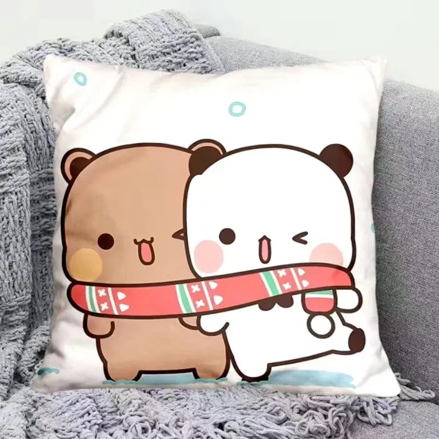 Yier Panda Bantal Comel Bubu Dudu Kartun Bantal Persegi Kawaii Anime Pinggang Lembut Sofa Kusyen Kereta Hiasan Bilik Tidur Rumah — image 8