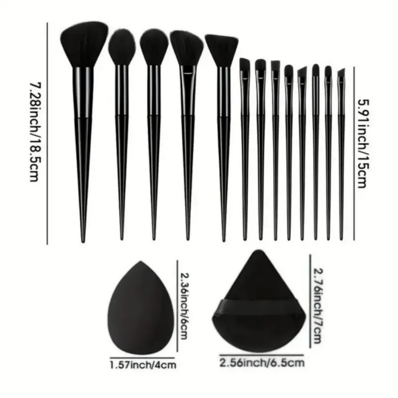 Set alat solek 19pcs termasuk 13pcs berus solek lembut 3 puff bedak segi tiga dan 3 telur kecantikan berbentuk titisan — image 6