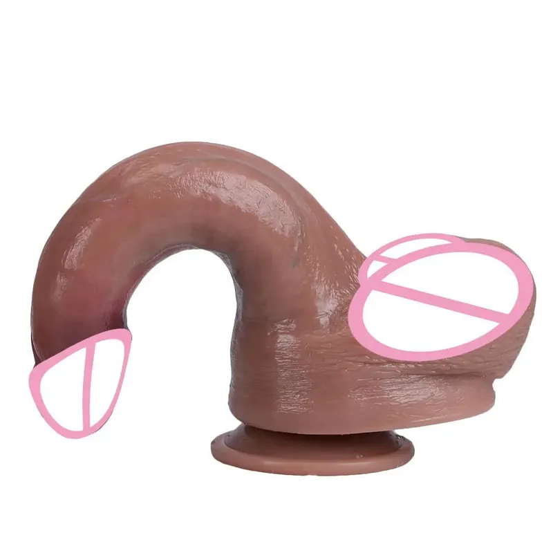 Dildo Silikon Super Lembut Dua Lapisan Dildo Realistik Dildo Zakar Tiruan Lelaki Pelancap Wanita Mainan Seks Dewasa untuk Wanita