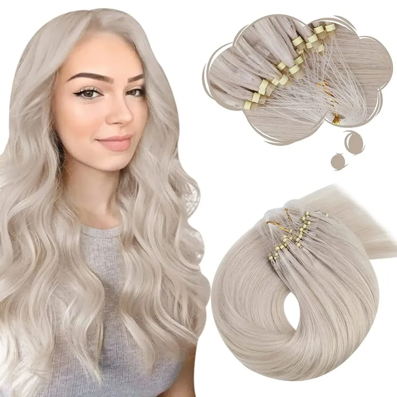 Moresoo Micro Link-Haarverlängerungen, Echthaar, Mikro-Loop-Haar, Kaltfusion, 50 g, unsichtbares brasilianisches vorgebundenes Remy-Mikroring-Haar — image 22