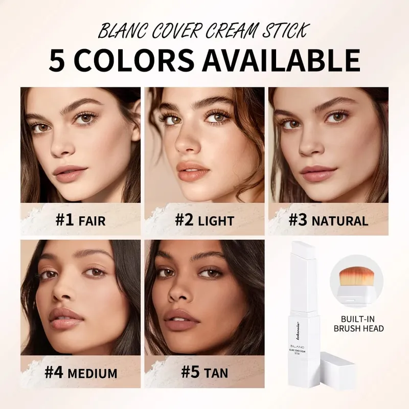 4 stk Ansigtsmakeup Sæt Foundation Stick Pore No More Primer Loose Setting Powder Langtidsholdbar mat Begynder Makeup Julegave — image 3