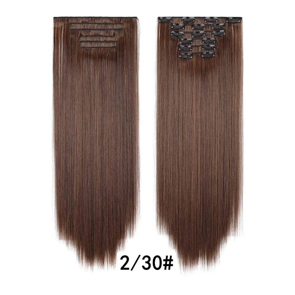 24Inch Clip in Hair Extensions Invisible Synthetic Extension 6PCS Long Straight Heat Resistant Clips on Hairpieces for Women — image 10