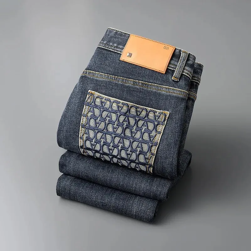 Jean de luxe léger pour hommes, pantalon Slim polyvalent, haut de gamme, décontracté, abordable, à la mode, nouvelle collection printemps et automne 2024 — image 1