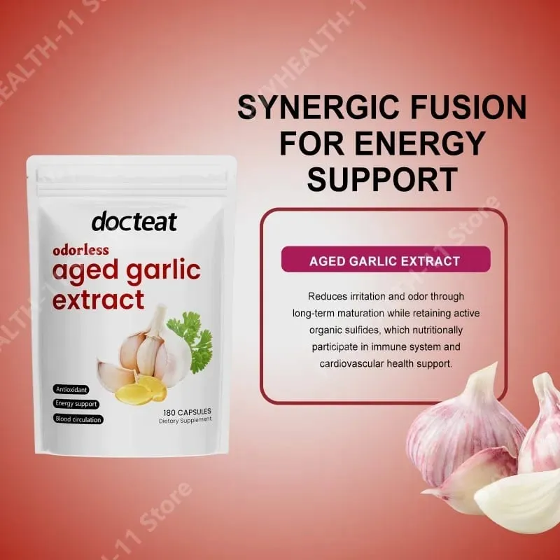 Odorless Garlic Oil Capsules 2 Years Aged Garlic Extract Softgels Supports Immune Heart Health Boosts Energy & Antioxidant Power — image 3