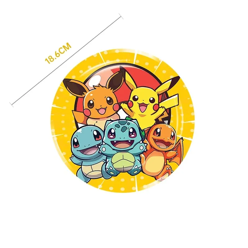 Pokemon Birthday Party Disposable Party Plates Pikachu Theme Tablecloth Character Balloon Birthday Decoration Baby Shower Suppli
