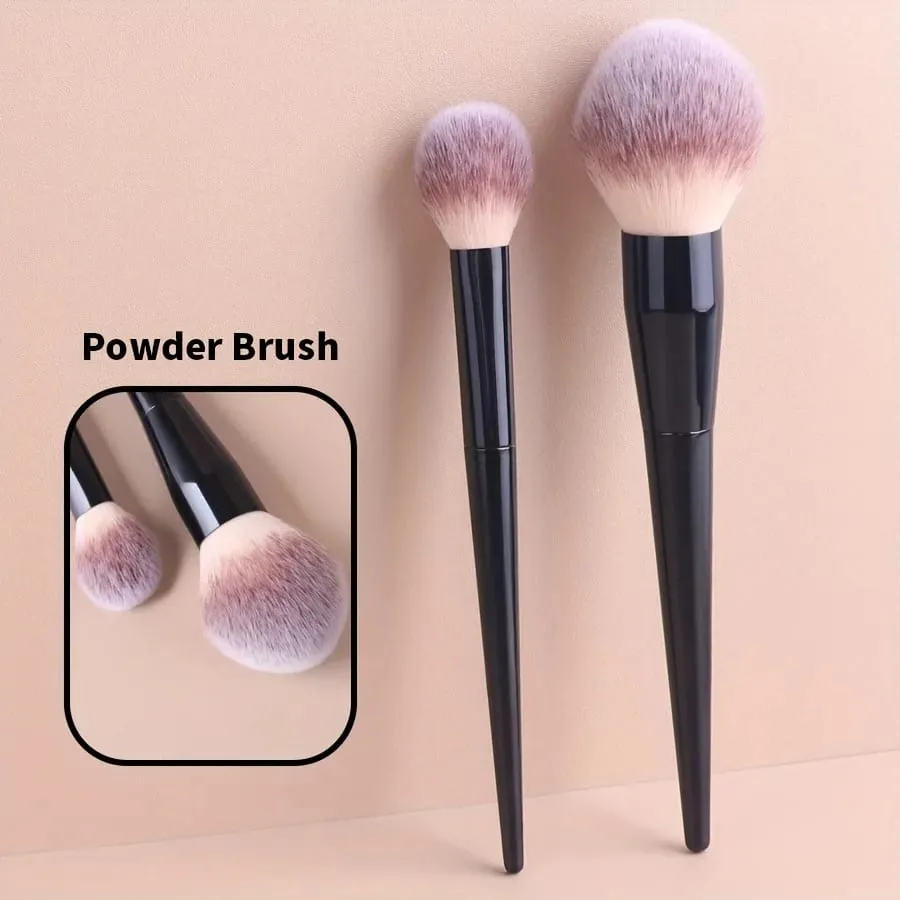 2 stk professionelt makeup børstesæt blød nylon børster ansigtsbørster til Foundation Blush Powder Contour Highlighter & Eyesh — image 1