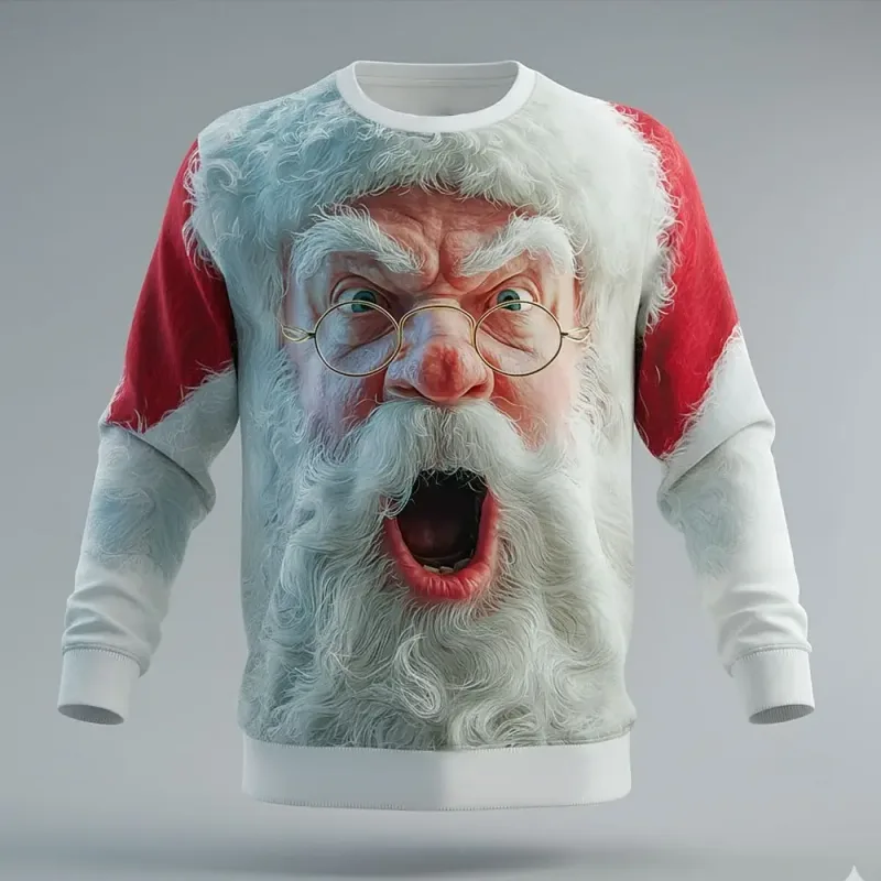 2025 Natale Autunno Inverno Babbo Natale Grafica Design Felpe casual da uomo Girocollo Pullover Manica lunga Trendy Streetwear — image 2