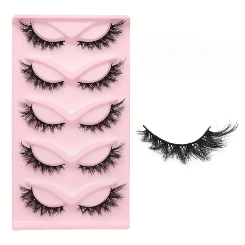 CAT EYE ขนตา 3D ธรรมชาติขนตาปลอมนุ่ม CROSS 5 คู่ Manga Lashes Wispy NATURAL Eyelash EXTENSION Makeu
