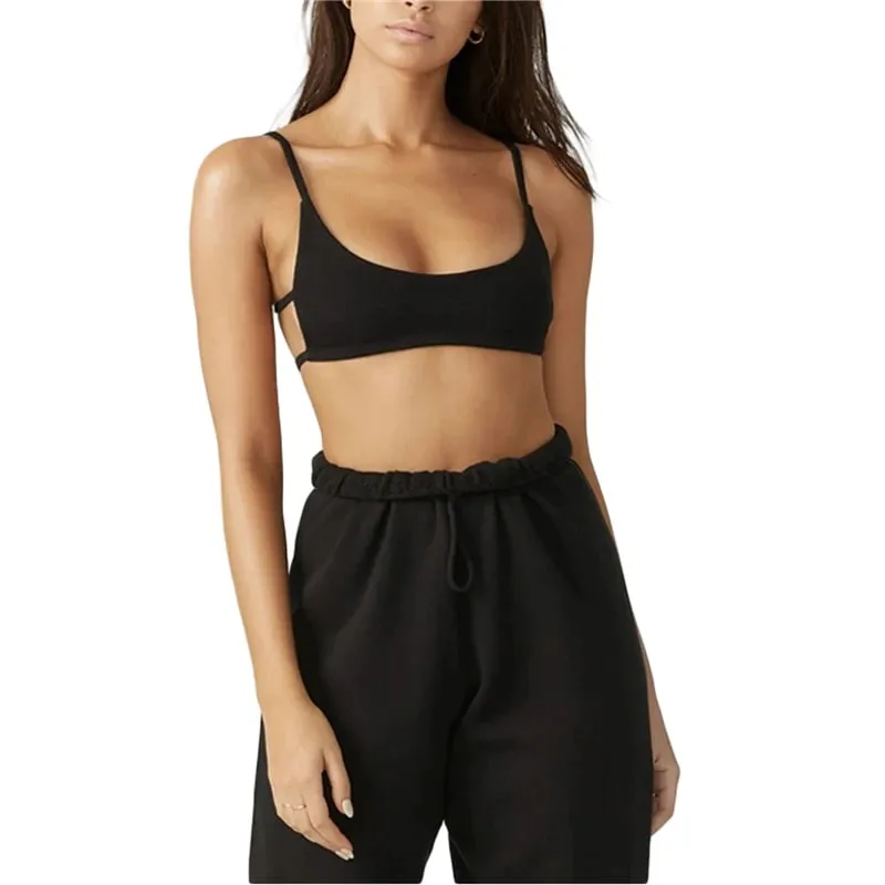 Lamuusaa y2kเสื้อผู้หญิงเซ็กซี่เสื้อผ้าสีทึบสปาเก็ตตี้สายคล้องคอBackless Ribbedเสื้อกั๊กBasic Teesฤดูร้อนStreetwear