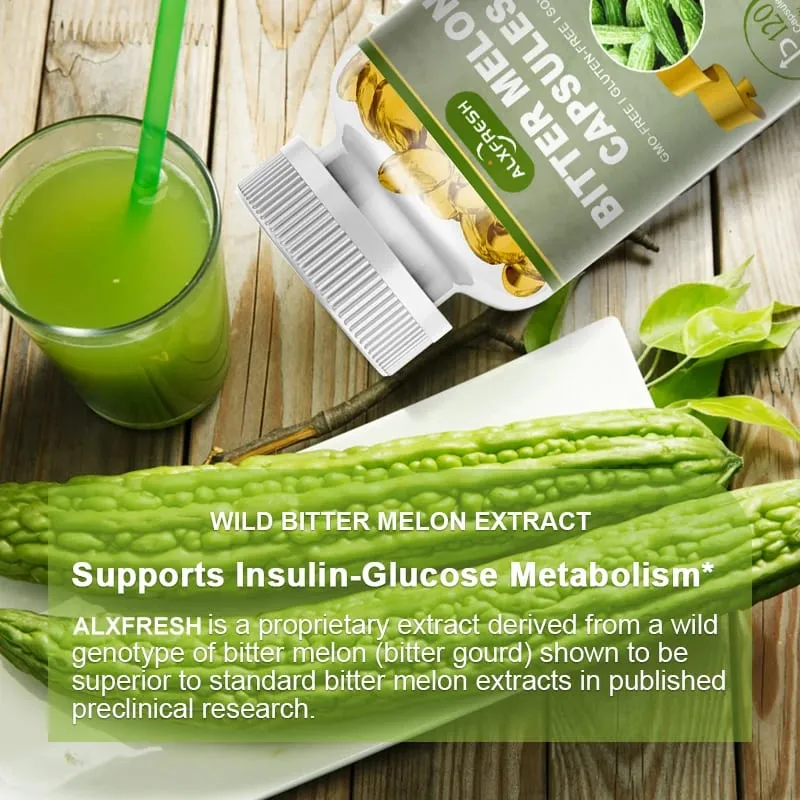 Alxfresh Extra Strength Bitter Melon 2500 mg 16:1 Συμπλήρωμα Τυποποιημένο και συμπυκνωμένο 100% χορτοφαγικό χωρίς γλουτένη, μη ΓΤΟ — image 6