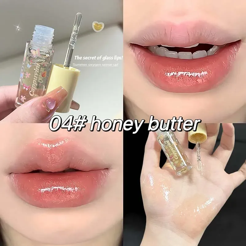 Pelembap Air Lip Gloss Ringan Berkilau Transparan Jeli Cermin Lip Glasir Jernih Hidrasi Menepuk-nepuk Lip Gloss Riasan — image 11