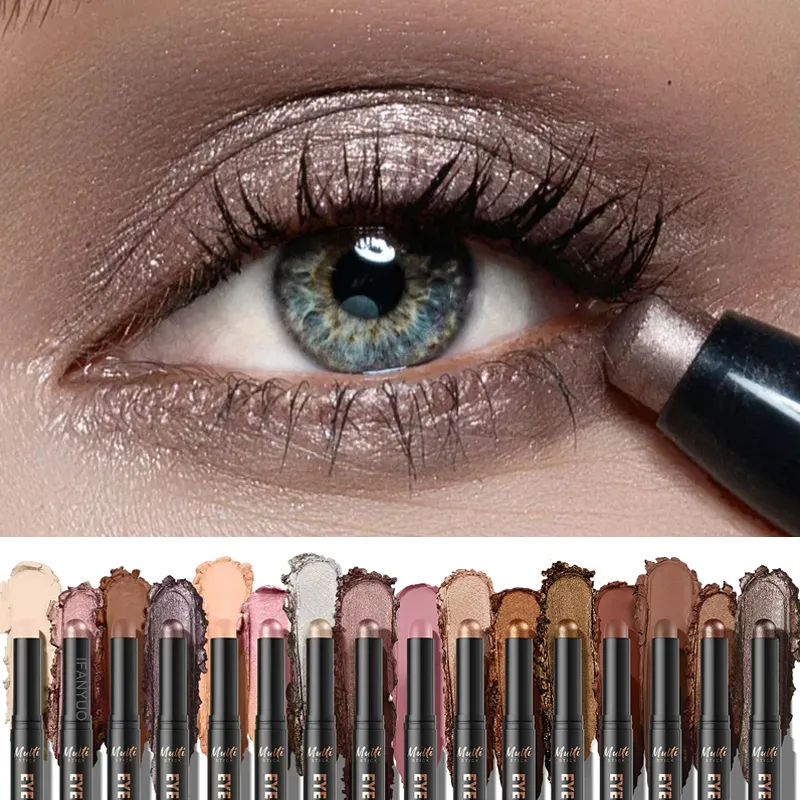 Bâton de fard à paupières Double tête, 16 couleurs, nacré, chatoyant, marron, crème hautement imperméable, crayon d'ombre à paupières, maquillage longue durée pour les yeux — image 2