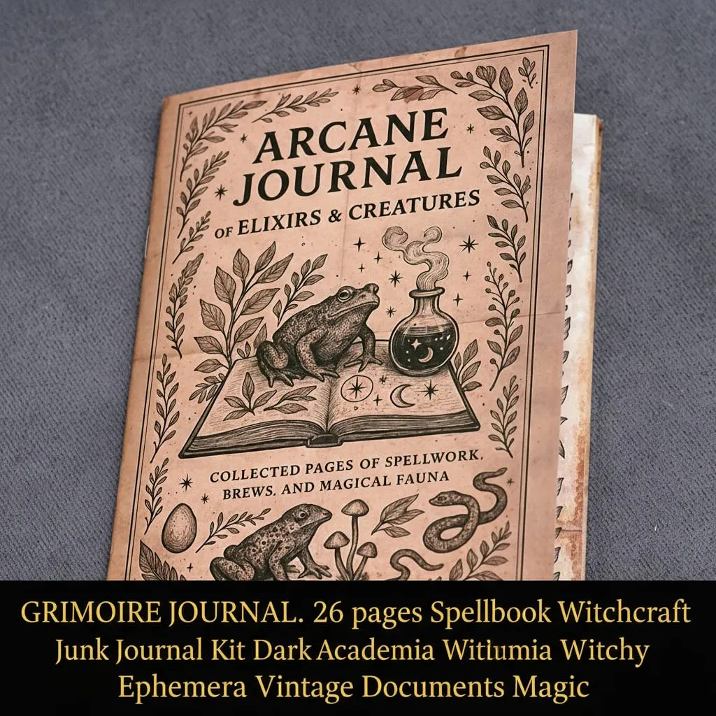 77 Seiten Hexerei-Grimoire-Seiten-Set „Buch der Schatten“ mit Mondphasen, Kräuterkunde-Zaubersprüchen, Gothic Dark Academia-Hexentagebuch — image 19