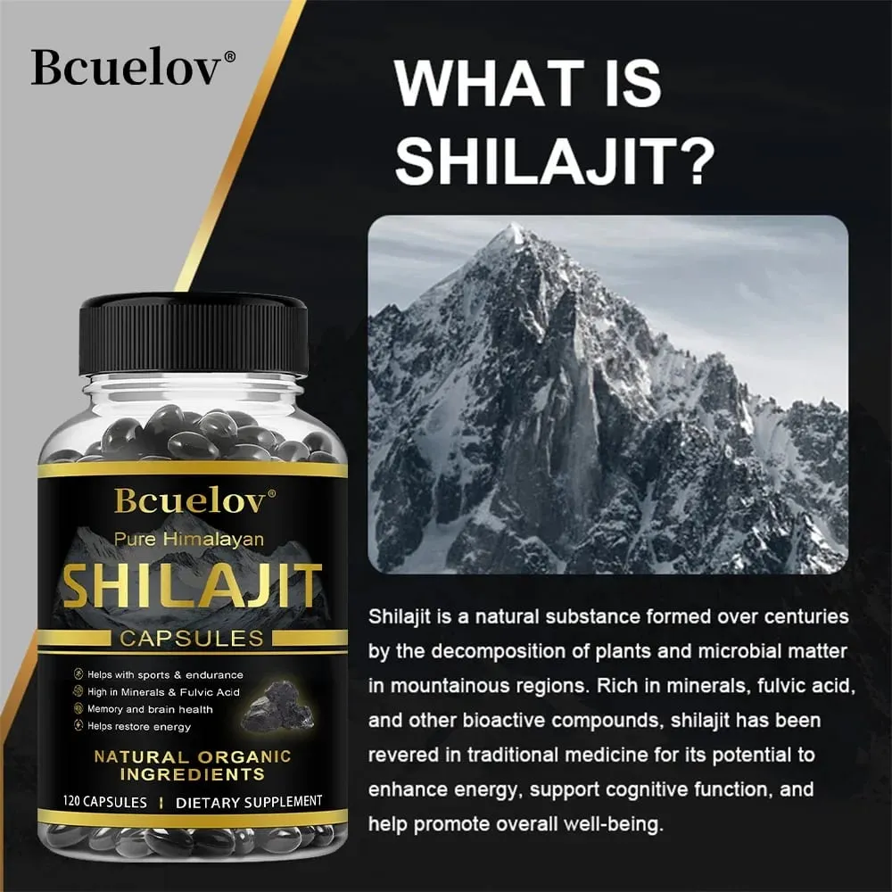 Shilajit Original Shilajits Capsule Suplemen Mineral Kemurnian Tinggi dengan 85+Trace Mineral Meningkatkan Energi & Menahan Stres — image 4