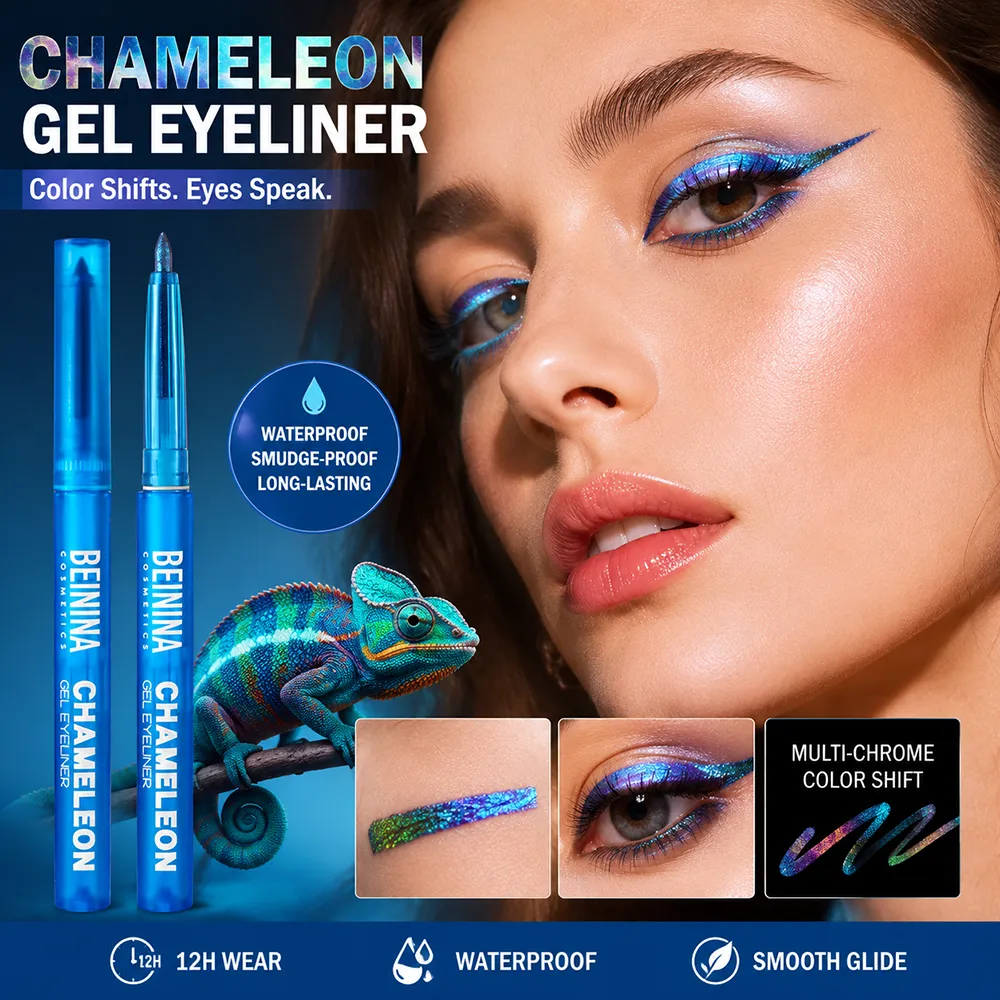 Shiny Chameleon Metallic Blue Eyeliner Gel Pen Ombretto Multicolor Eye Liner Perlescente Polarizzato Glitter Eye Pigment Cosmetico — image 2