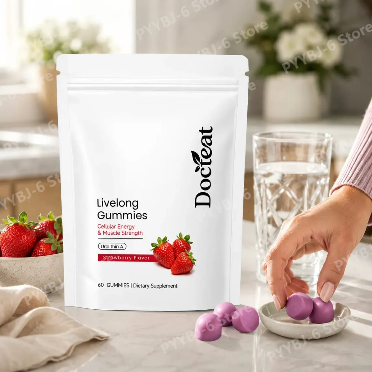 Docteat Urolithin A Gummies Muscle Vitality Support Cellular Energy Mitochondrial Health Daily Wellness Supplement 60 Gummies — image 2