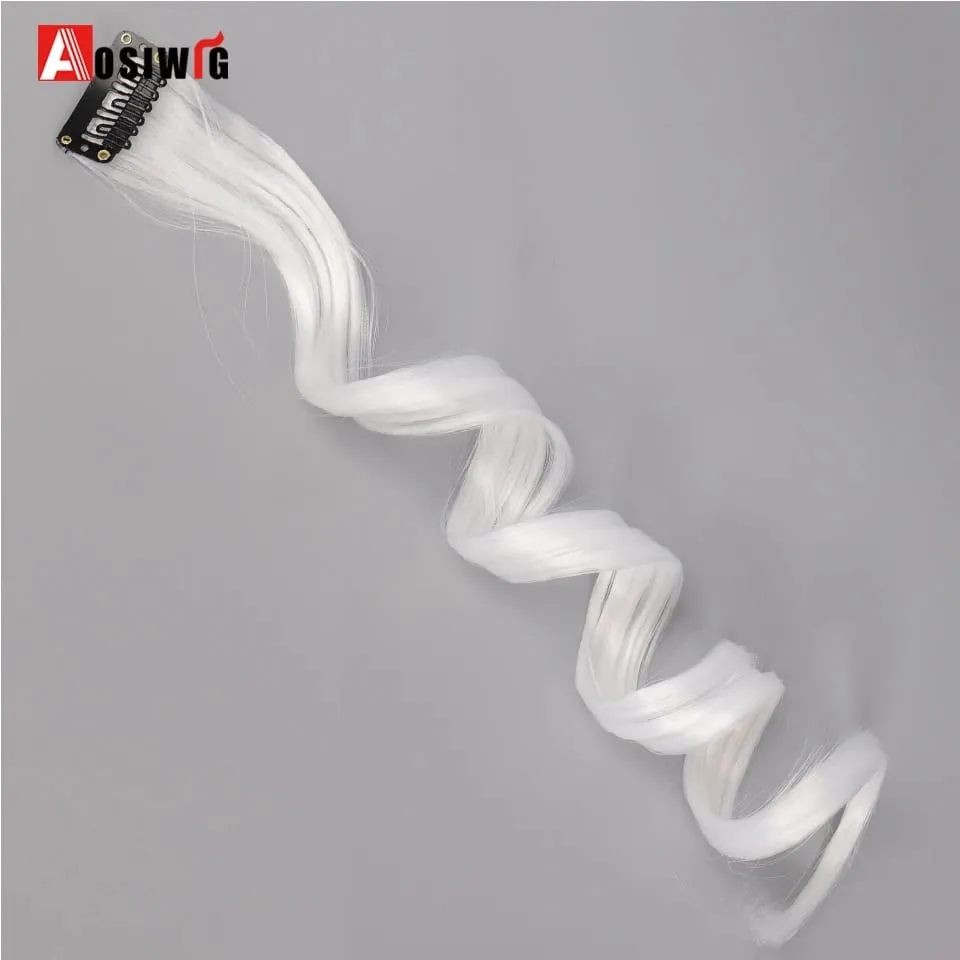 Extensions de cheveux synthétiques lisses et longues à reflets arc-en-ciel, 22 pouces, Clip en une seule pièce, ombré rose violet vert jaune pour femmes — image 28