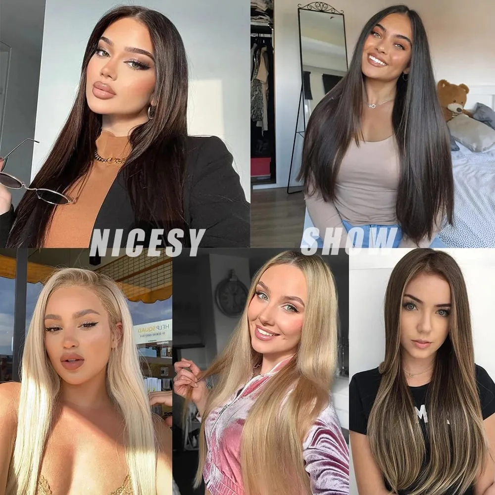 Synthetic Long Wavy No Clips Invisible Wire Hair Extensions Black Brown Blonde Fish Line False Hairpiece Piece — image 5