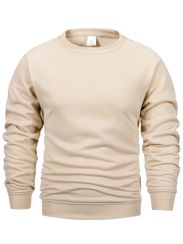Jersey de cuello redondo para hombre, sudaderas grandes de Color sólido, camisetas para correr al aire libre para primavera y otoño, sudaderas con capucha informales para hombre, ropa de calle — image 11