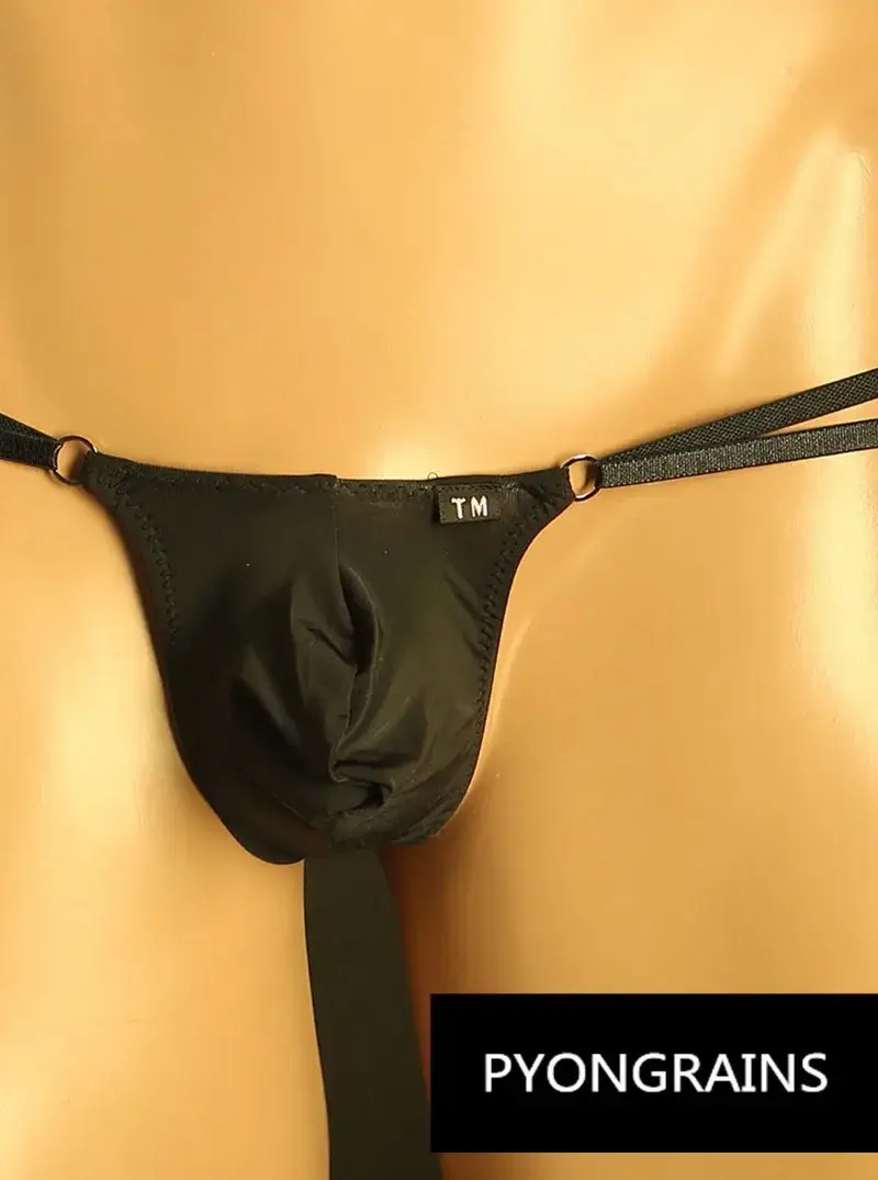 Mænd Justerbar Metal O-ring Dobbelt tynd rem Bikinitrusser Lavhøjde Silkeagtig Is Silke 3D U konveks pose Sexet mænds undertøj — image 8