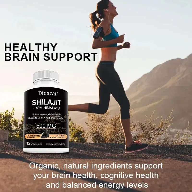 Shilajit with Ginseng Extract 500 Mg Helps Improve Overall Vitality Memory & Brain Function 85+ Trace Mineral Complex
